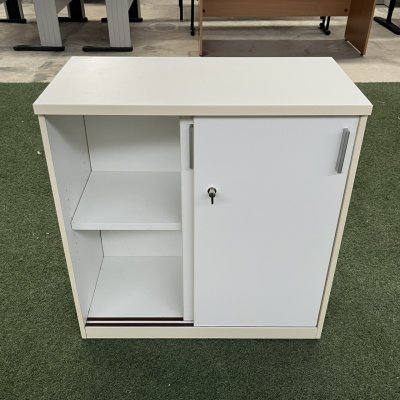 ตู้เอกสาร 2 บานเลื่อน 2 ชั้น (สีขาว)