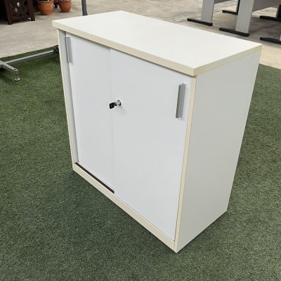 ตู้เอกสาร 2 บานเลื่อน 2 ชั้น (สีขาว)