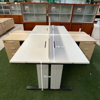 โต๊ะทำงานกลุ่มทรง L 4 ที่นั่ง (สีขาว)