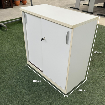 ตู้เอกสาร 2 บานเลื่อน 2 ชั้น (สีขาว)