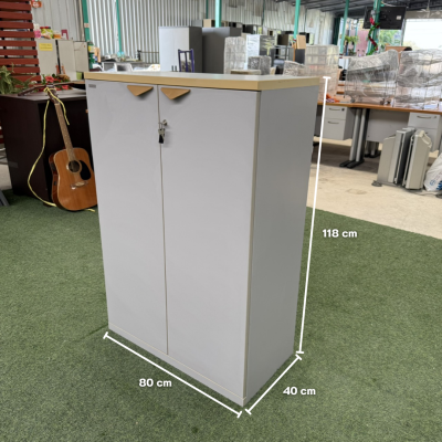 ตู้เอกสาร 2 บานเปิด (สีเทาอ่อน)