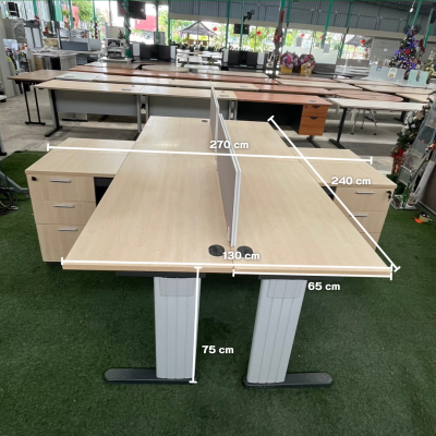 โต๊ะทำงานกลุ่ม 4 ที่นั่งทรง L  (สีครีม)