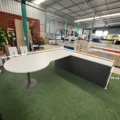 โต๊ะทำงานผู้บริหารทรง L (สีขาว)