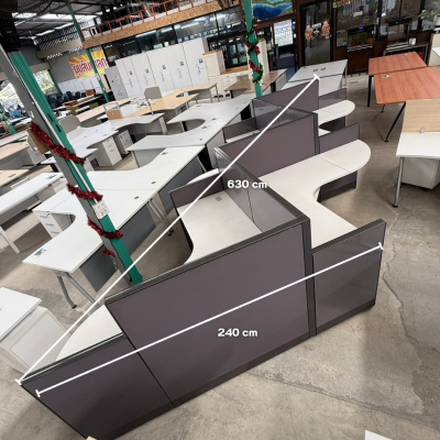 โต๊ะทำงานกลุ่ม 4 ที่นั่งทรง L