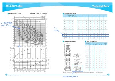 Multistage แนวตั้ง CNP CDL 2-180 (380v)
