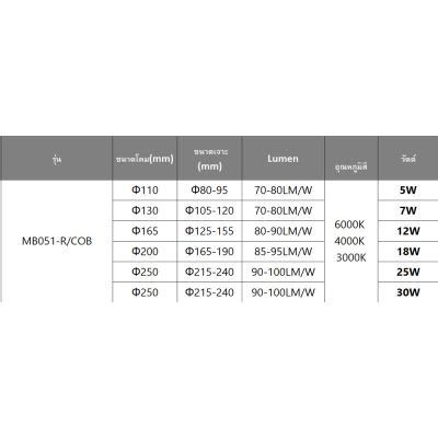 LED Panel Light 12W - MB051-RMZ/COB