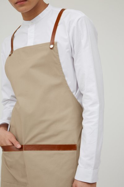 Memphis Beige Leather Strap Full Body Apron