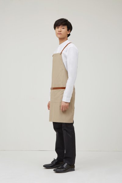 Memphis Beige Leather Strap Full Body Apron