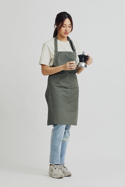 Matt Pewter Grey Barista Bib Apron