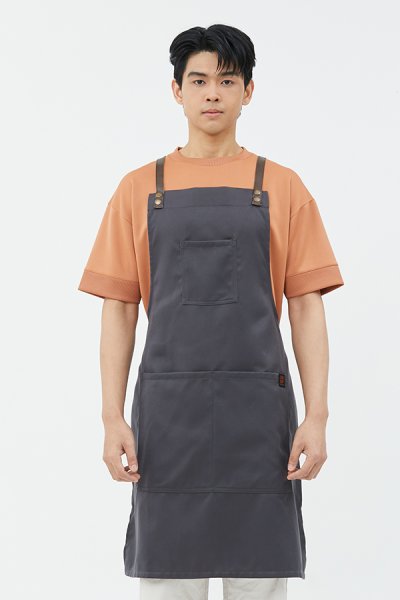 Tavern Charcoal  Cross-Tie Strap Bib Apron