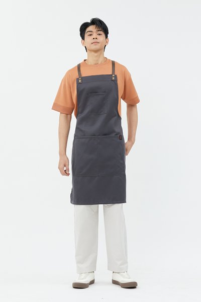 Tavern Charcoal  Cross-Tie Strap Bib Apron