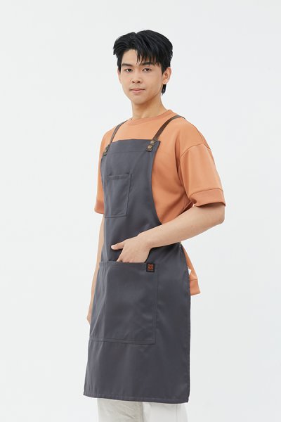 Tavern Charcoal  Cross-Tie Strap Bib Apron