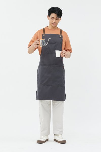 Tavern Charcoal  Cross-Tie Strap Bib Apron