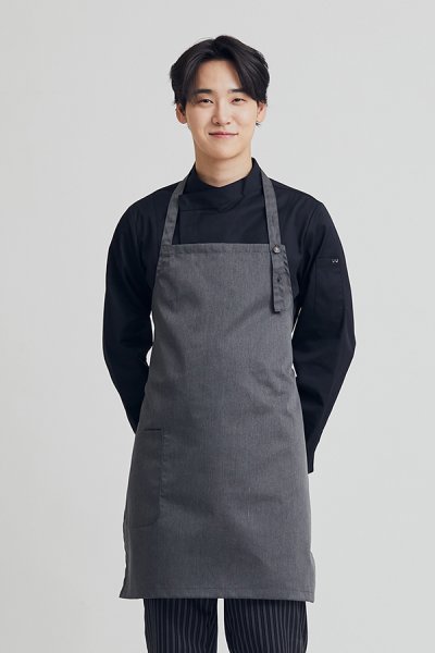 Jason Grey Adjustable Button Strap Bib Apron