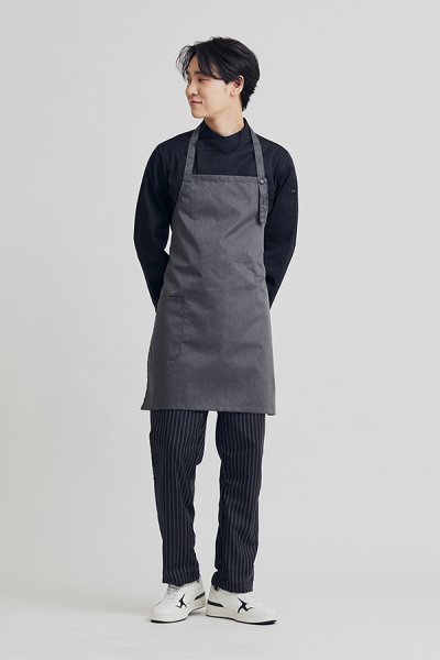 Jason Grey Adjustable Button Strap Bib Apron