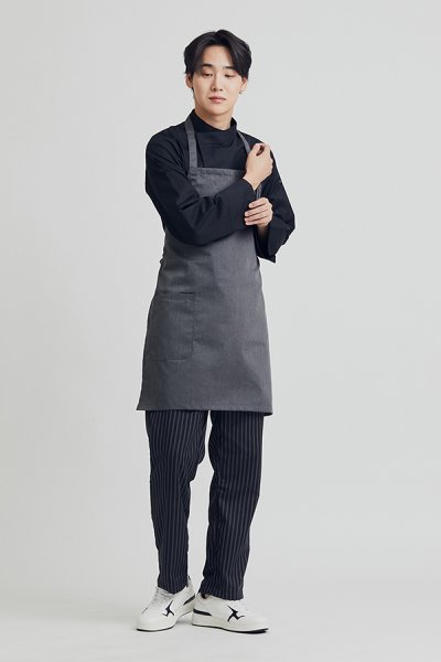 Jason Grey Adjustable Button Strap Bib Apron