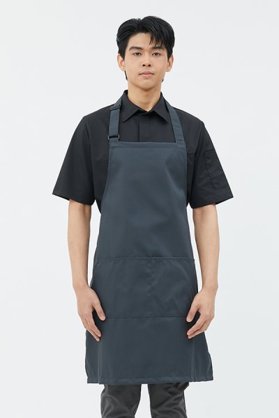 Greg Dark Grey Adjustable Neck Strap Bib Apron