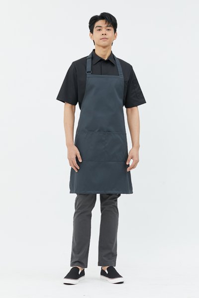 Greg Dark Grey Adjustable Neck Strap Bib Apron
