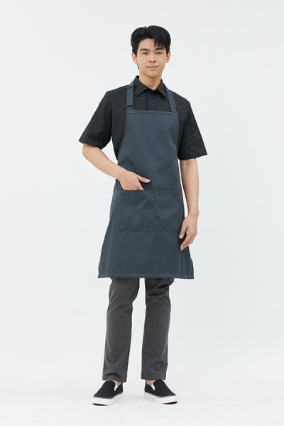 Greg Dark Grey Adjustable Neck Strap Bib Apron