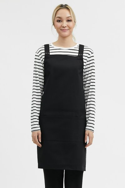Sydney Black Cross-Tie Strap Bib Apron