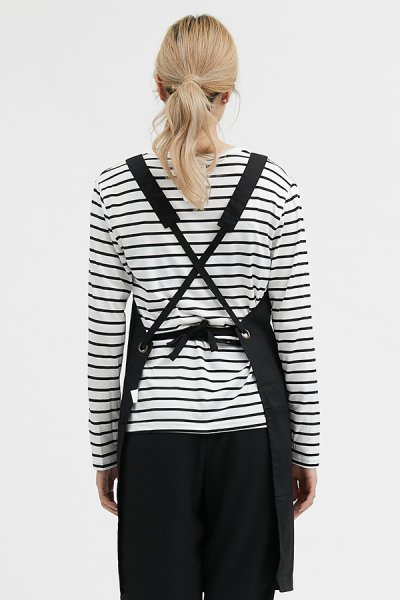 Sydney Black Cross-Tie Strap Bib Apron