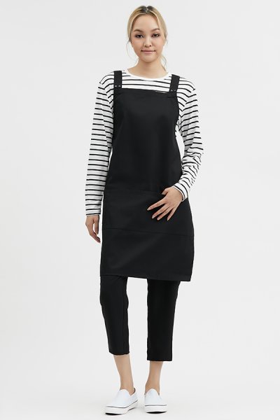 Sydney Black Cross-Tie Strap Bib Apron