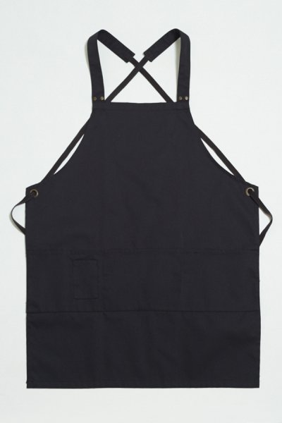 Sydney Black Cross-Tie Strap Bib Apron