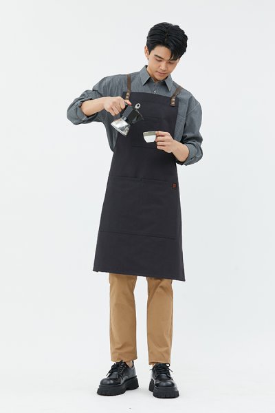 Tavern Black Cross-Tie Strap Bib Apron