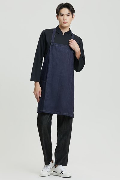 Jason Blue Denim Adjustable Button Strap Bib Apron