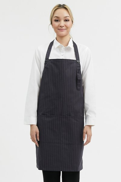 Neil Stripe Adjustable button Strap Bib Apron