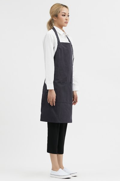 Neil Stripe Adjustable button Strap Bib Apron