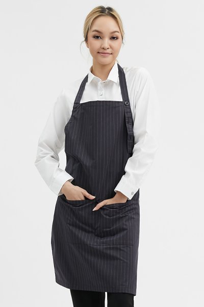 Neil Stripe Adjustable button Strap Bib Apron