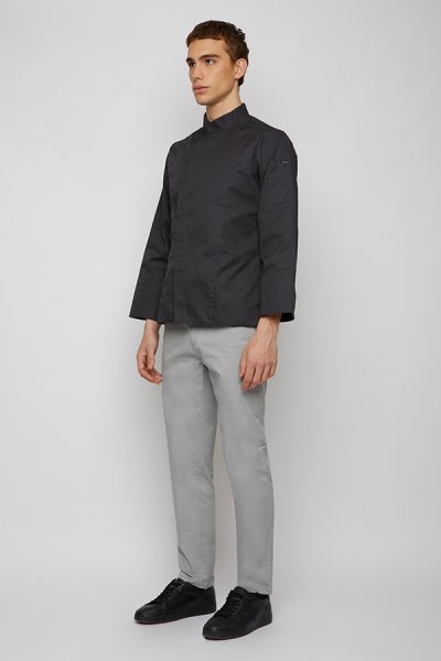 Denton Gray Pressed Button Longsleeves Chef Jacket