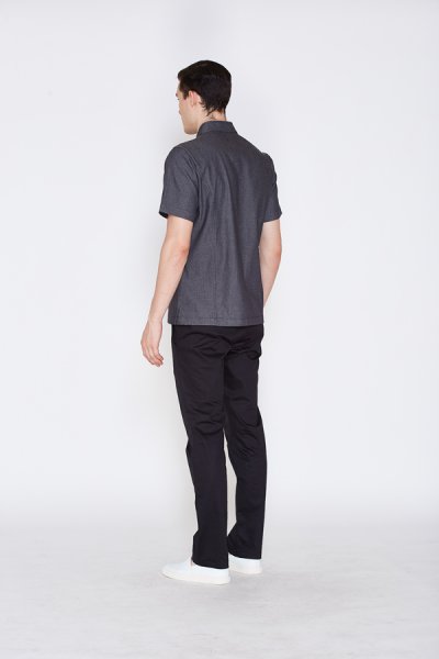 Jeff Grey Denim Zipper Shortsleeves Chef Jacket