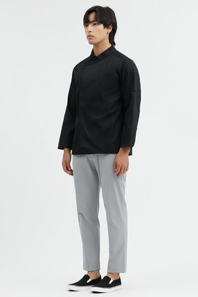 Tommy Black Longsleeves Chef Jacket with Press Buttons / 100% cotton