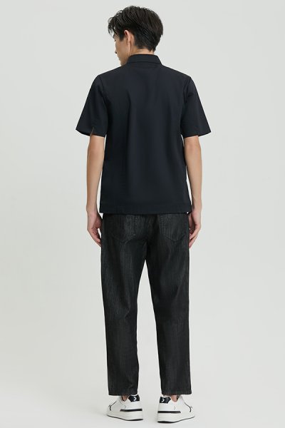 Sam Black Shortsleeves Chef Jacket with Buttons