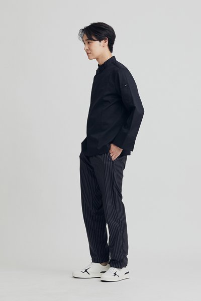 Denton Black Pressed Button Longsleeves Chef Jacket