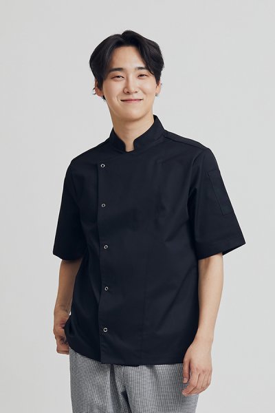 Clark Black Shortleeves with Back Vent Chef Jacket
