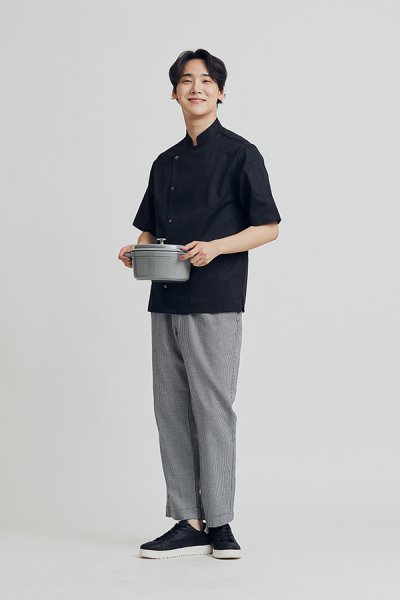 Clark Black Shortleeves with Back Vent Chef Jacket
