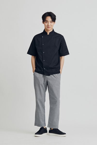Clark Black Shortleeves with Back Vent Chef Jacket