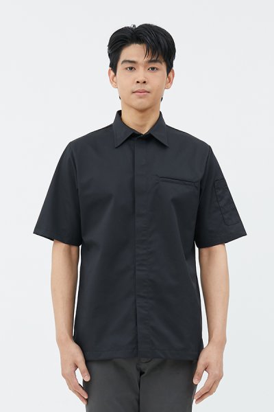 Paulo Black shortsleeves Chef Shirt Jacket