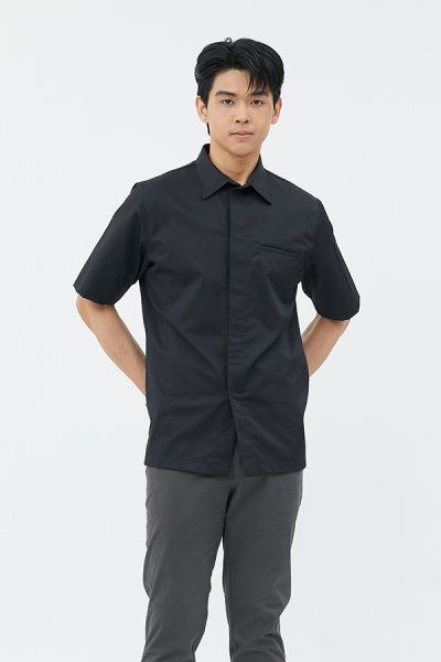 Paulo Black shortsleeves Chef Shirt Jacket