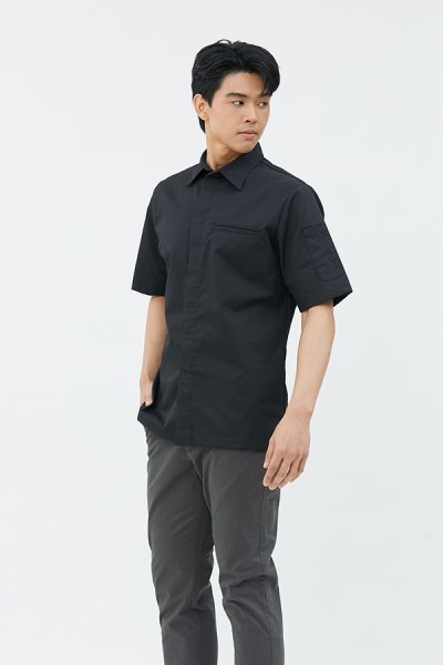 Paulo Black shortsleeves Chef Shirt Jacket