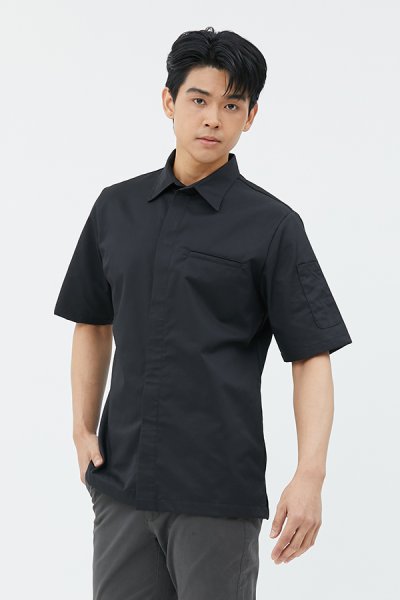Paulo Black shortsleeves Chef Shirt Jacket
