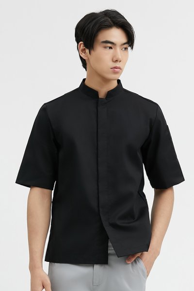 Nick Black Shortsleeves Stretch Chef Jacket