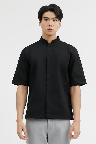 Nick Black Shortsleeves Stretch Chef Jacket