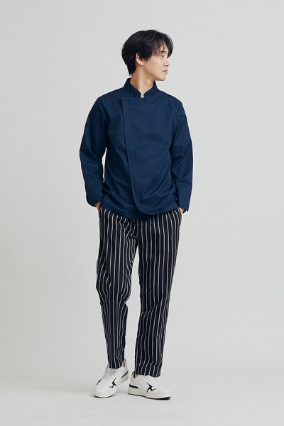 Jeff Navy Zipper Longsleeves Chef Jacket