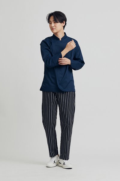 Jeff Navy Zipper Longsleeves Chef Jacket