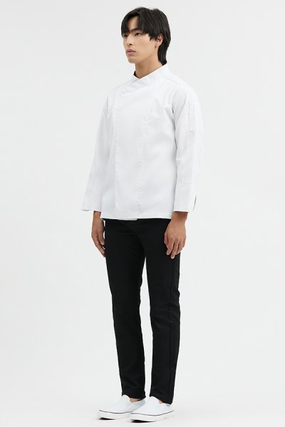 Tommy White Longsleeves Chef Jacket with Press Buttons