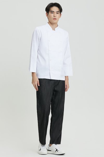 Sam White Longsleeves Chef Jacket with Buttons